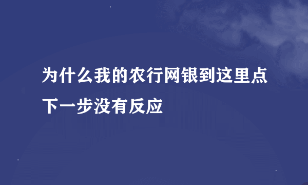 为什么我的农行网银到这里点下一步没有反应