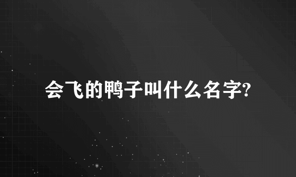 会飞的鸭子叫什么名字?