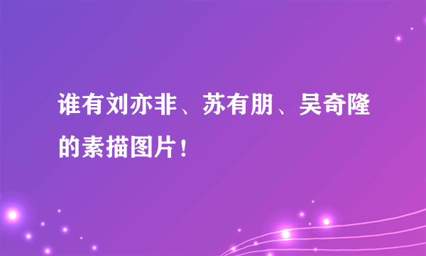 谁有刘亦非、苏有朋、吴奇隆的素描图片！