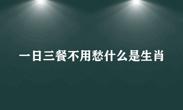 一日三餐不用愁什么是生肖