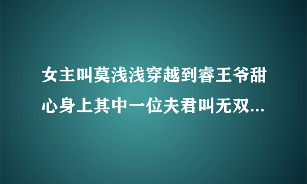 女主叫莫浅浅穿越到睿王爷甜心身上其中一位夫君叫无双女尊的穿越小说