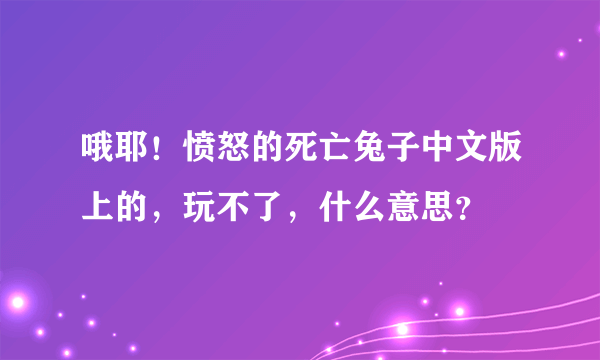 哦耶！愤怒的死亡兔子中文版上的，玩不了，什么意思？