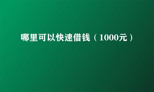 哪里可以快速借钱（1000元）