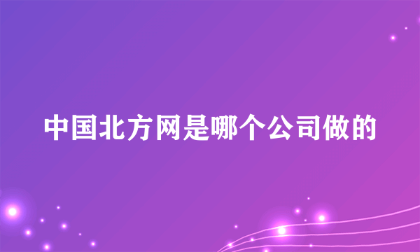 中国北方网是哪个公司做的