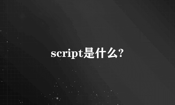 script是什么?