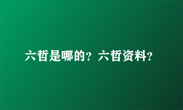 六哲是哪的？六哲资料？