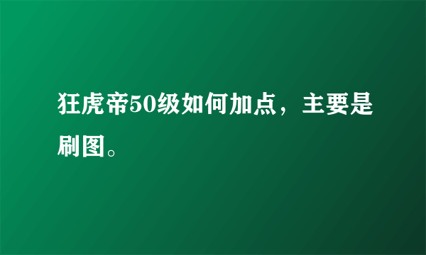 狂虎帝50级如何加点，主要是刷图。