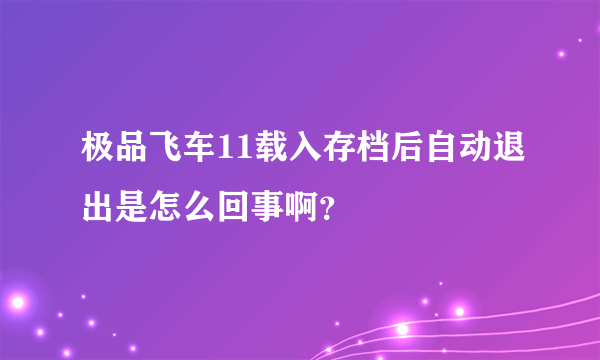 极品飞车11载入存档后自动退出是怎么回事啊？