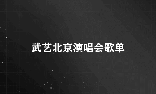 武艺北京演唱会歌单