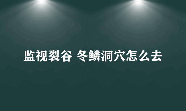 监视裂谷 冬鳞洞穴怎么去