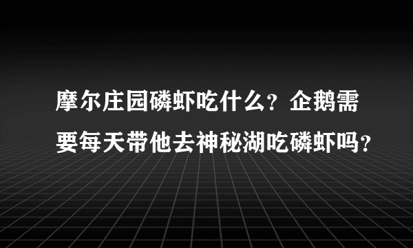 摩尔庄园磷虾吃什么？企鹅需要每天带他去神秘湖吃磷虾吗？