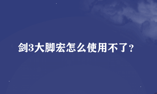 剑3大脚宏怎么使用不了？