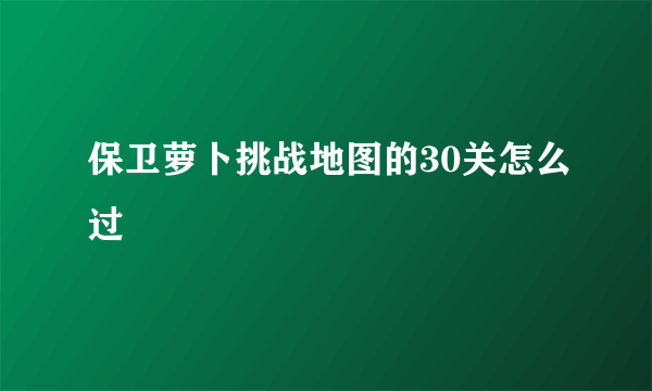 保卫萝卜挑战地图的30关怎么过