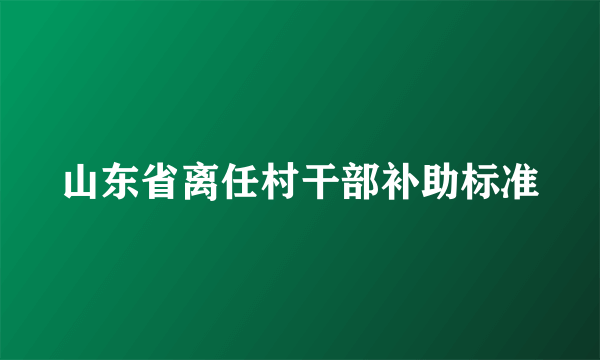 山东省离任村干部补助标准