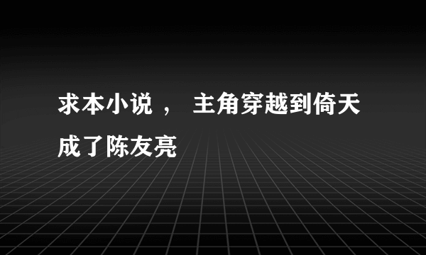 求本小说 ， 主角穿越到倚天 成了陈友亮