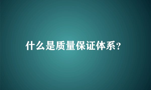 什么是质量保证体系？