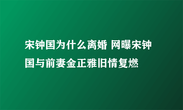 宋钟国为什么离婚 网曝宋钟国与前妻金正雅旧情复燃