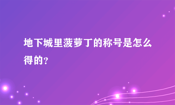 地下城里菠萝丁的称号是怎么得的？