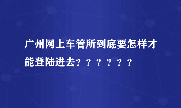 广州网上车管所到底要怎样才能登陆进去？？？？？？