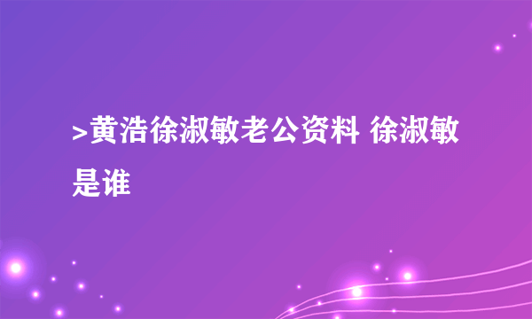 >黄浩徐淑敏老公资料 徐淑敏是谁