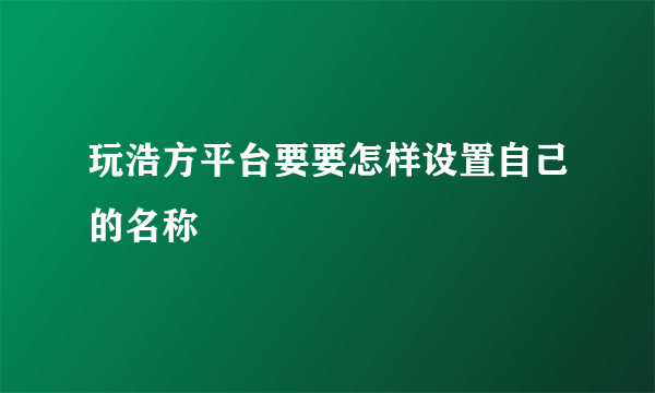 玩浩方平台要要怎样设置自己的名称