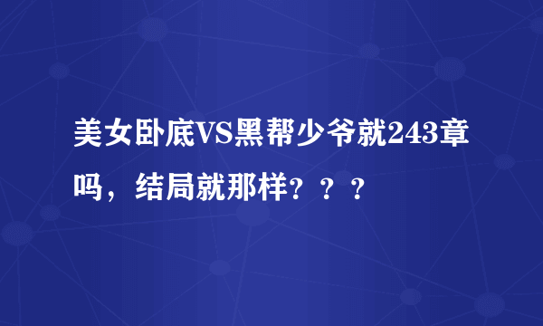 美女卧底VS黑帮少爷就243章吗，结局就那样？？？