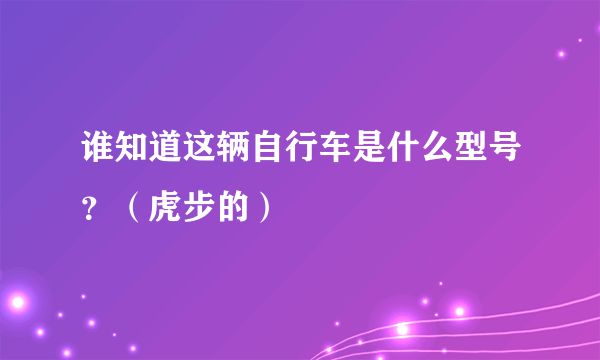 谁知道这辆自行车是什么型号？（虎步的）