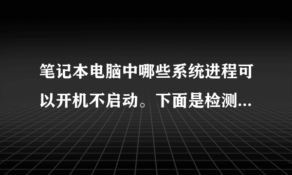 笔记本电脑中哪些系统进程可以开机不启动。下面是检测出来的，帮忙看一看，哪些可以关闭。