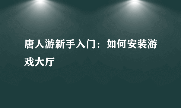 唐人游新手入门：如何安装游戏大厅