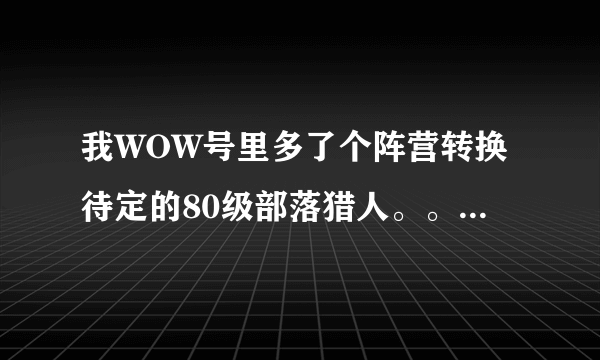 我WOW号里多了个阵营转换待定的80级部落猎人。。这是怎么回事？我那个号只玩了个30级的冰法。。