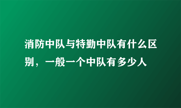 消防中队与特勤中队有什么区别，一般一个中队有多少人