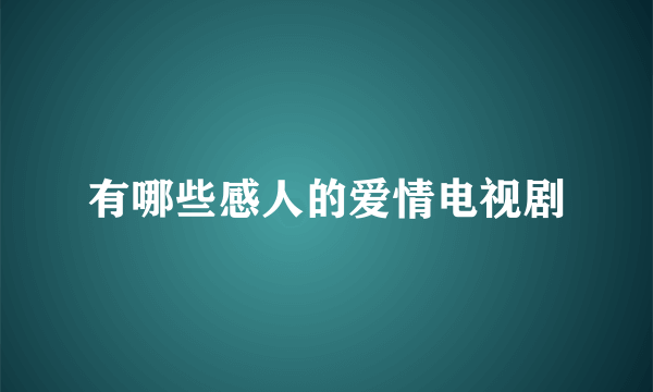 有哪些感人的爱情电视剧