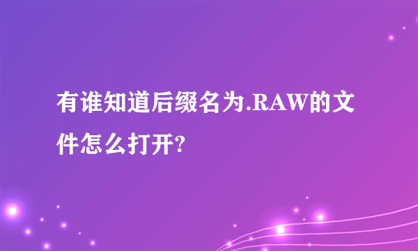 有谁知道后缀名为.RAW的文件怎么打开?