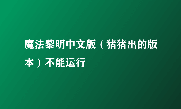 魔法黎明中文版（猪猪出的版本）不能运行