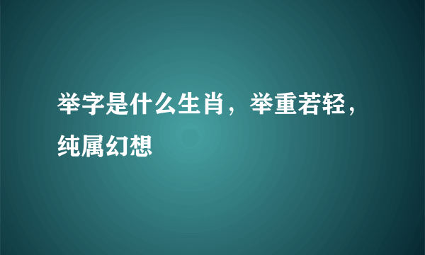 举字是什么生肖，举重若轻，纯属幻想