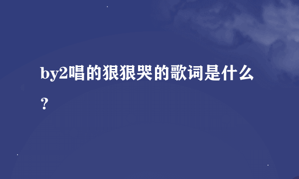 by2唱的狠狠哭的歌词是什么？