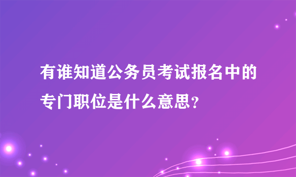 有谁知道公务员考试报名中的专门职位是什么意思？