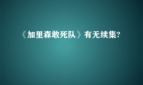 《加里森敢死队》有无续集?