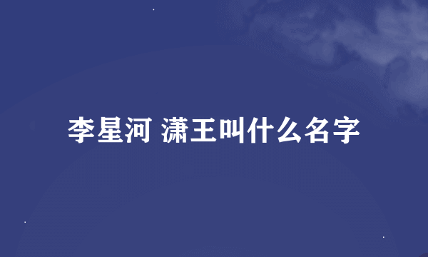 李星河 潇王叫什么名字