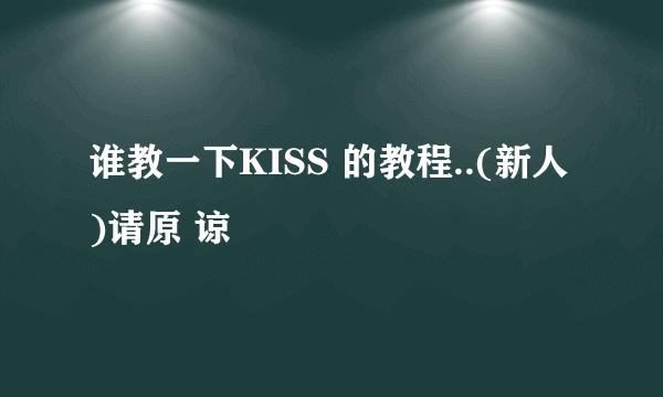 谁教一下KISS 的教程..(新人)请原 谅