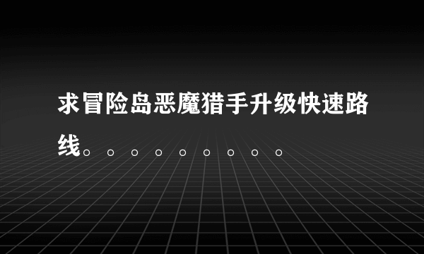 求冒险岛恶魔猎手升级快速路线。。。。。。。。。