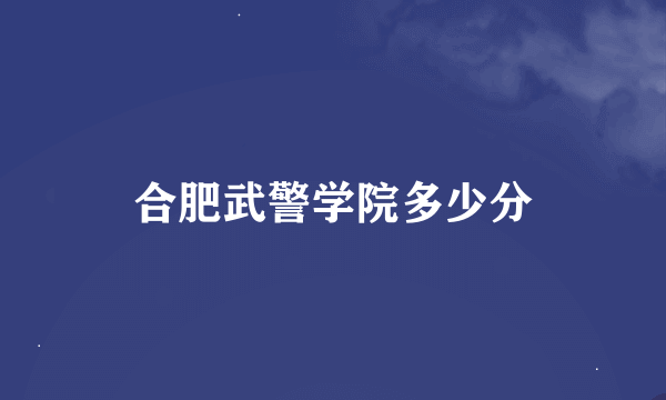 合肥武警学院多少分