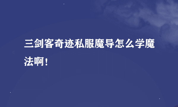 三剑客奇迹私服魔导怎么学魔法啊！