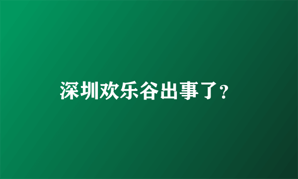 深圳欢乐谷出事了？