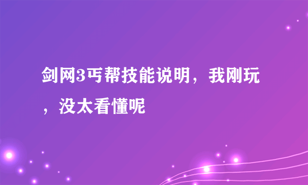 剑网3丐帮技能说明，我刚玩，没太看懂呢