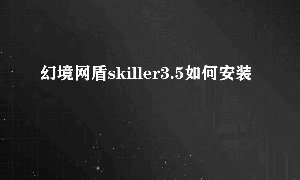 幻境网盾skiller3.5如何安装