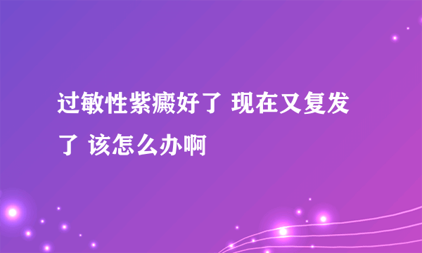 过敏性紫癜好了 现在又复发了 该怎么办啊