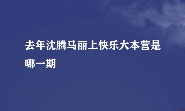 去年沈腾马丽上快乐大本营是哪一期