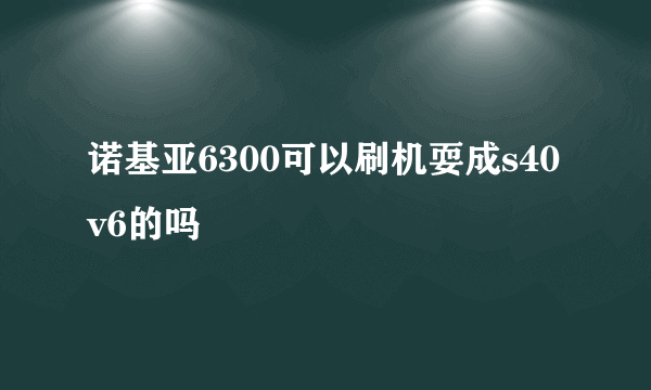 诺基亚6300可以刷机耍成s40v6的吗