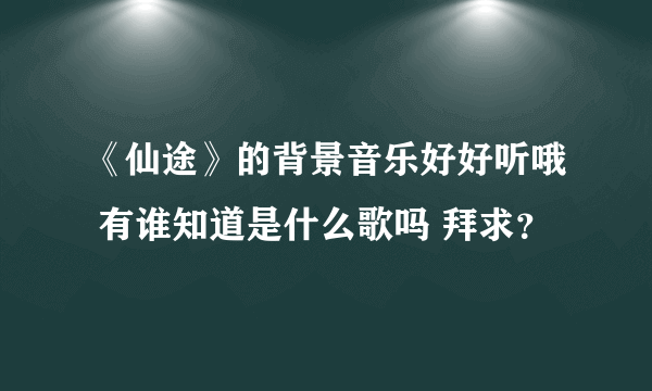 《仙途》的背景音乐好好听哦 有谁知道是什么歌吗 拜求？